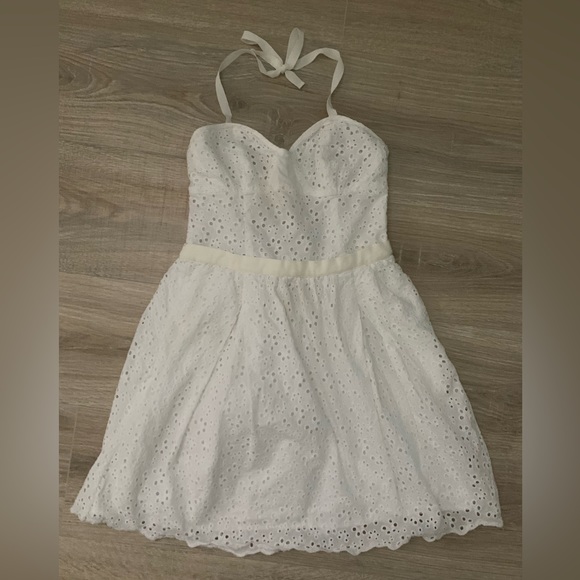Talula White Eyelet Babydoll Fit & Flare Mini Sundress Dainty Feminine Peasant - Picture 4 of 16